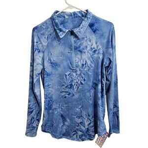 NWT! Soneven Quick Dry Quarter Zip Long Sleeve Blue Womens Athletic Shirt Size L